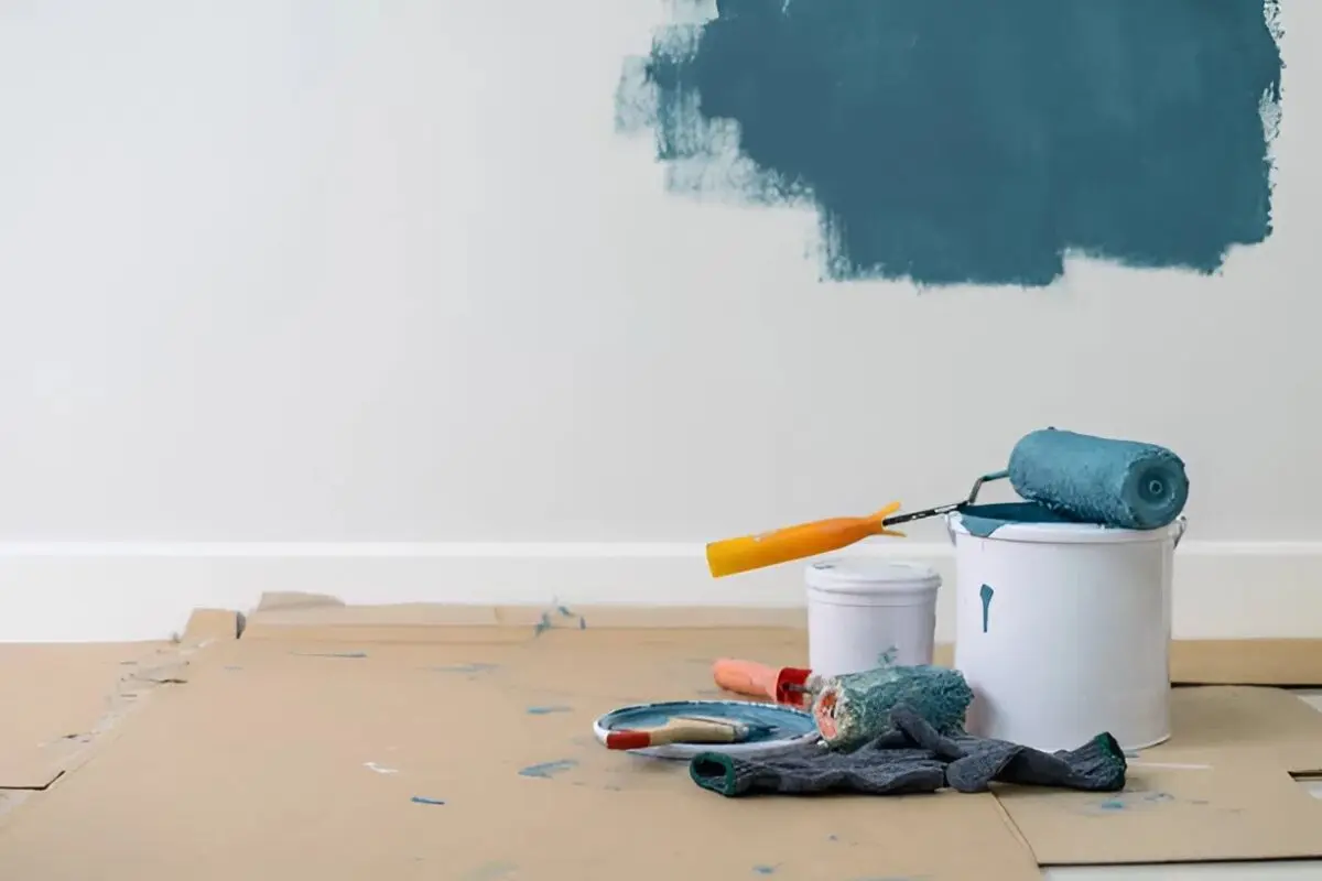 Painting tools used during an interior painting project