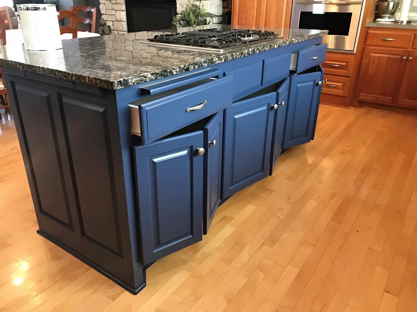 Residential Interior Painting Blue Kitchen Cabinets Champlin, MN