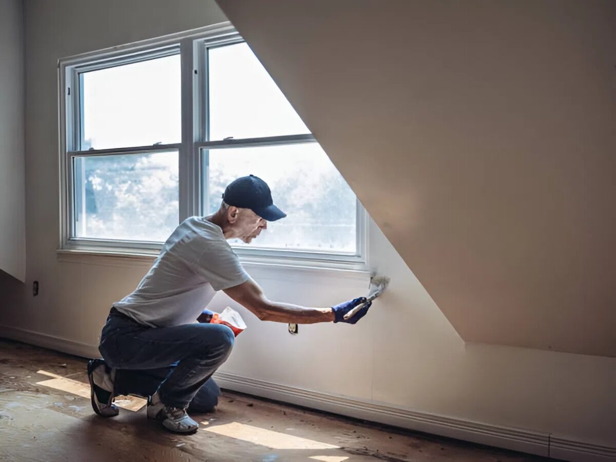 Interior painting specialist working on a home interior