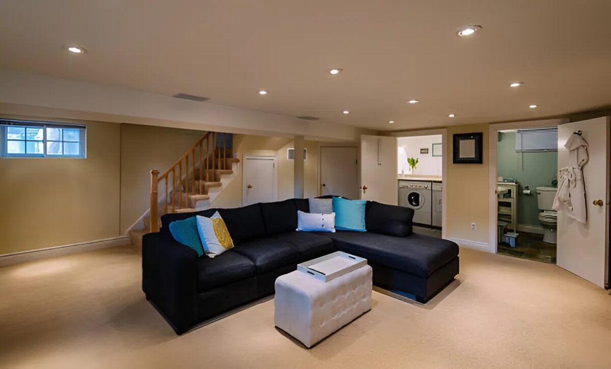 Basement in a residential space painted by a professional