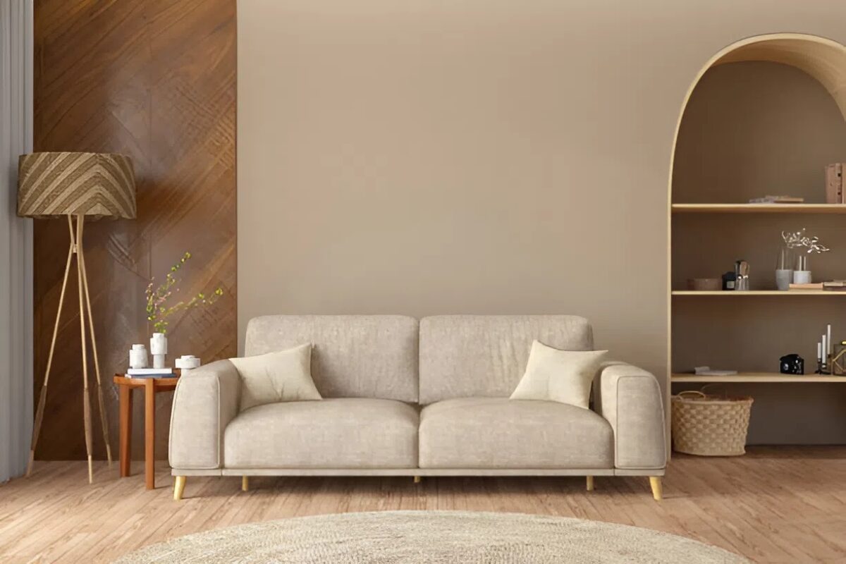 Beige interior paint used in a modern living room