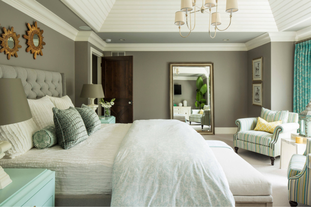 Soft taupe and warm gray walls paired with white trim by a painter in Andover, MN